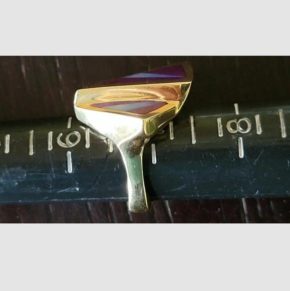 14k Gold Ring Opal Sugilite Native American  21gm - Picture 10 of 12